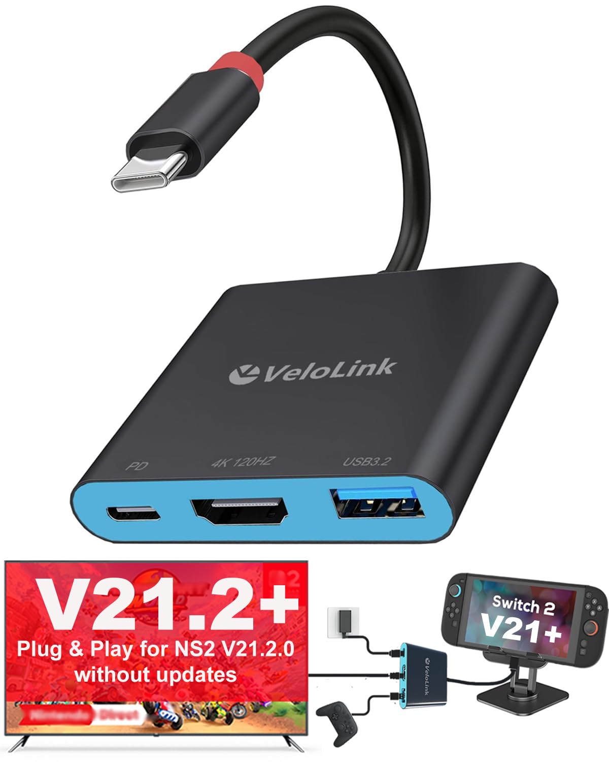 Amazon.com: Velolink Switch 2 Dock for Nintendo Switch 2 Plug